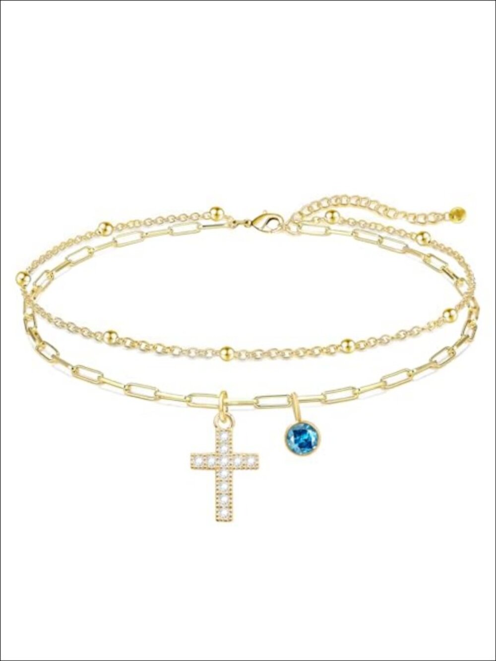 14K Gold Plated Birthstone Cross Bracelet Delicate Faith Jewelry